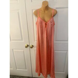 Vintage Womens Long Pink Nightgown Floral Print XL
